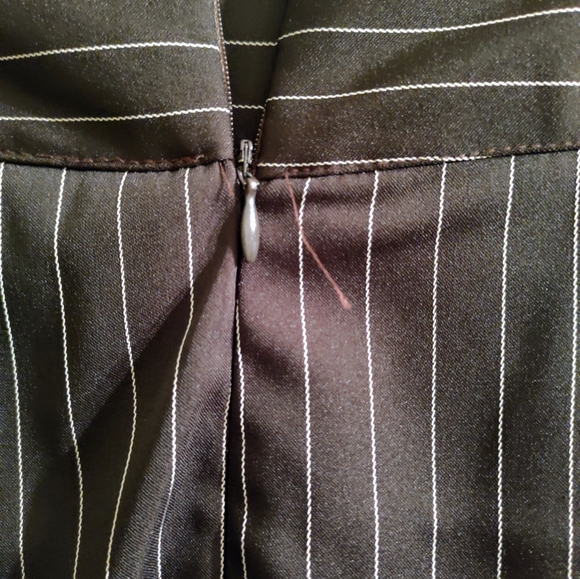 Ladies Full Length Dark Mahogany Brown with Off-White Pinstripes Skirt - Picture 3 of 5